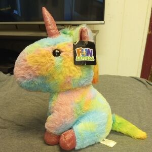 NWT Fun Express Pastel Rainbow Unicorn Soft And Cuddly 12"